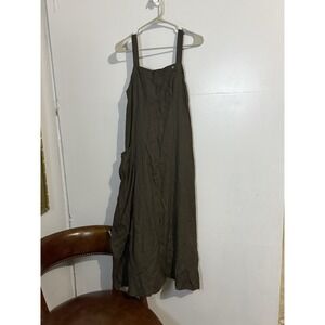 Sarah Pacini 100% Linen Brown Dress Artsy Coastal Cottage Core Women Sz 1/S